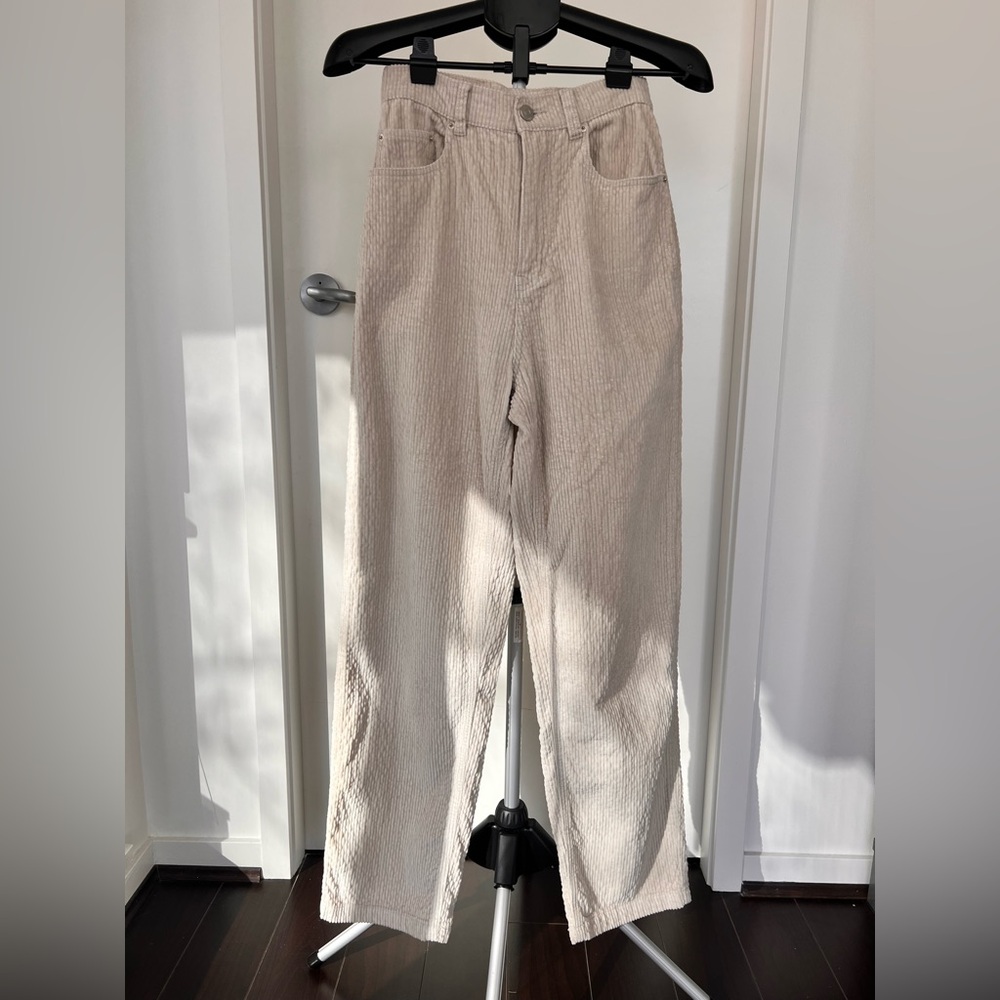 BDG Women’s Cream Corduroy Pants - Relaxed Straight Fit